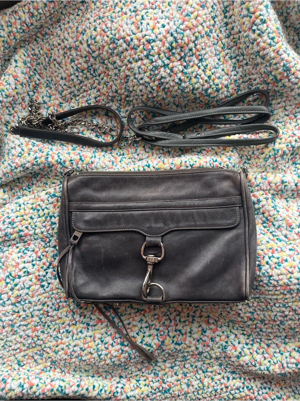 Rebecca Minkoff MAC gray leather crossbody bag